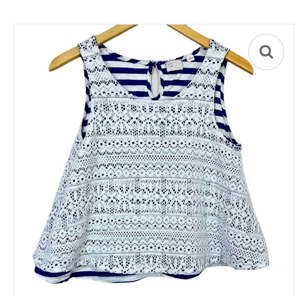 Anthropologie Postmark White Overlay Babydoll Top Top XXS Swing Beachy